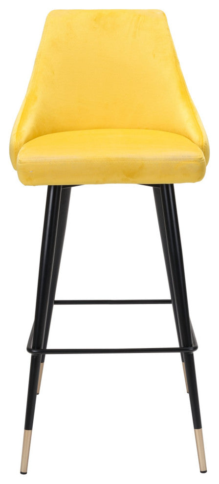 Bar Stool Chair Barstool, Steel Metal, Fabric, Yellow, Black, Gold, Cafe Bistro