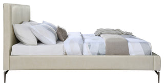 Gallo Vegan Leather Upholstered Bed, Beige, Full