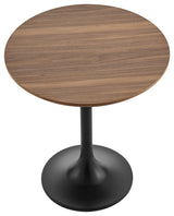 Astrid Side Table with Oak Veneer Top and Matte Black Base, Walnut