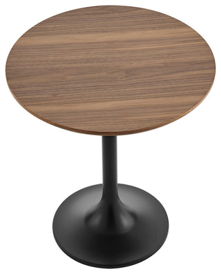 Astrid Side Table with Oak Veneer Top and Matte Black Base, Walnut