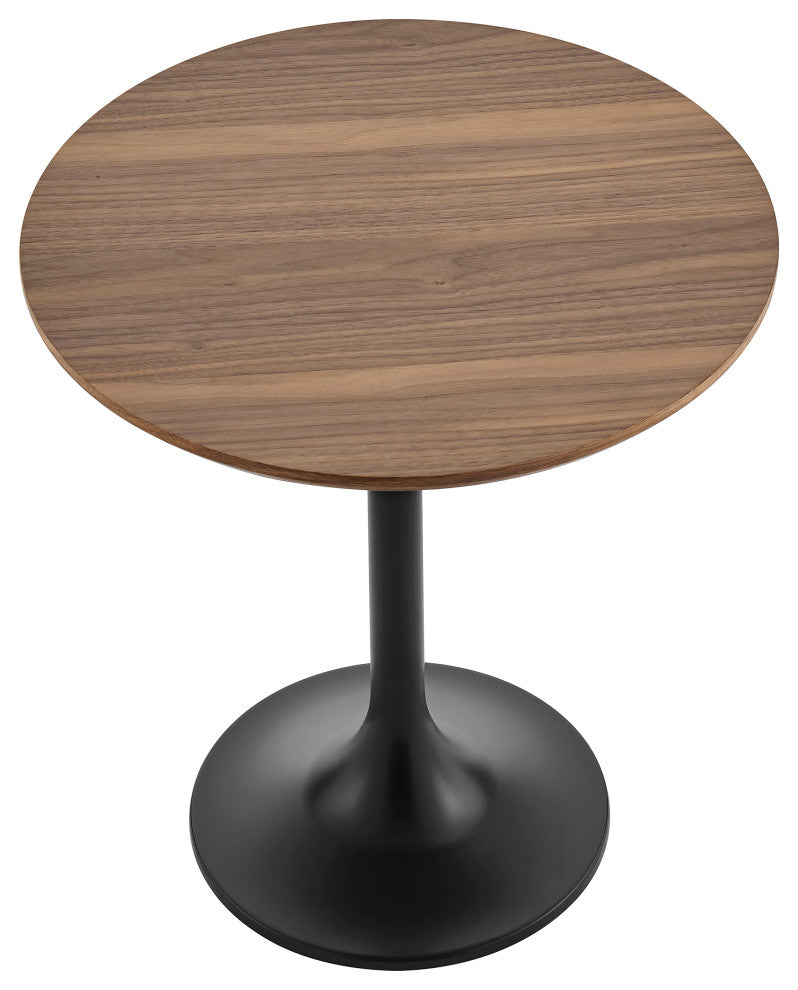 Astrid Side Table with Oak Veneer Top and Matte Black Base, Walnut
