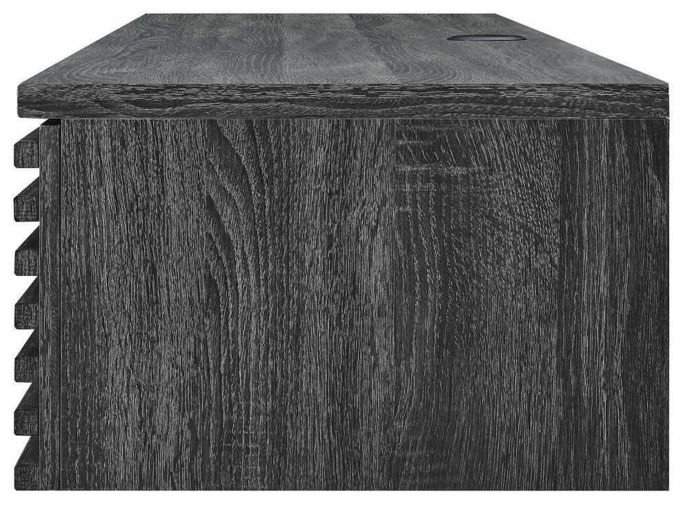 Computer Work Desk, Charcoal Gray, Wood, Modern, Mid Century Home Office
