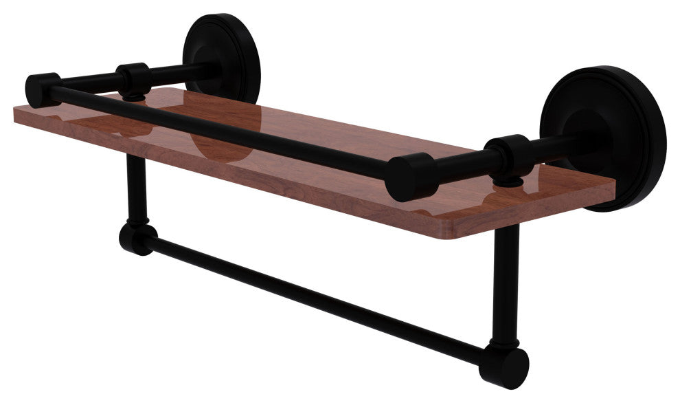 Prestige Regal 16" Wood Shelf with Gallery Rail and Towel Bar, Matte Black