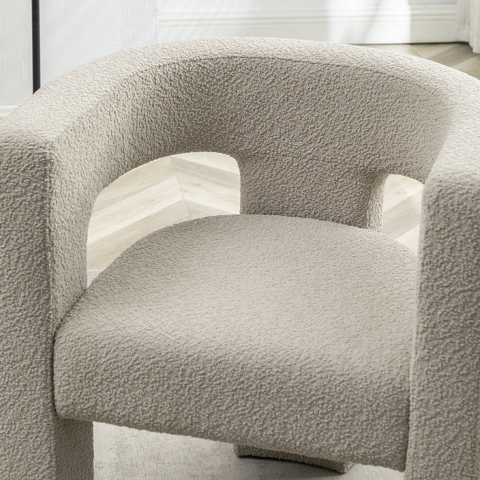 28" Wide Boucle Upholstered Square Armchair, Set of 2, Oatmeal