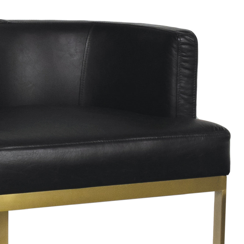 Owen Leather Counter Stool, Modern Black
