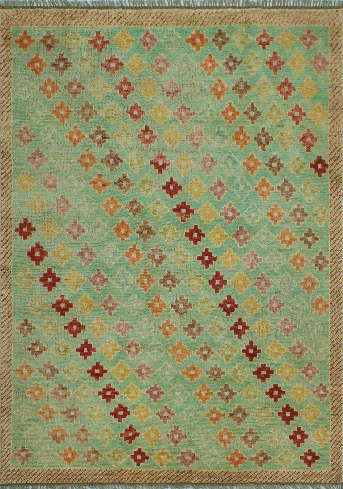 Balochi Beric Light Green/Gold Rug, 4'9x6'6