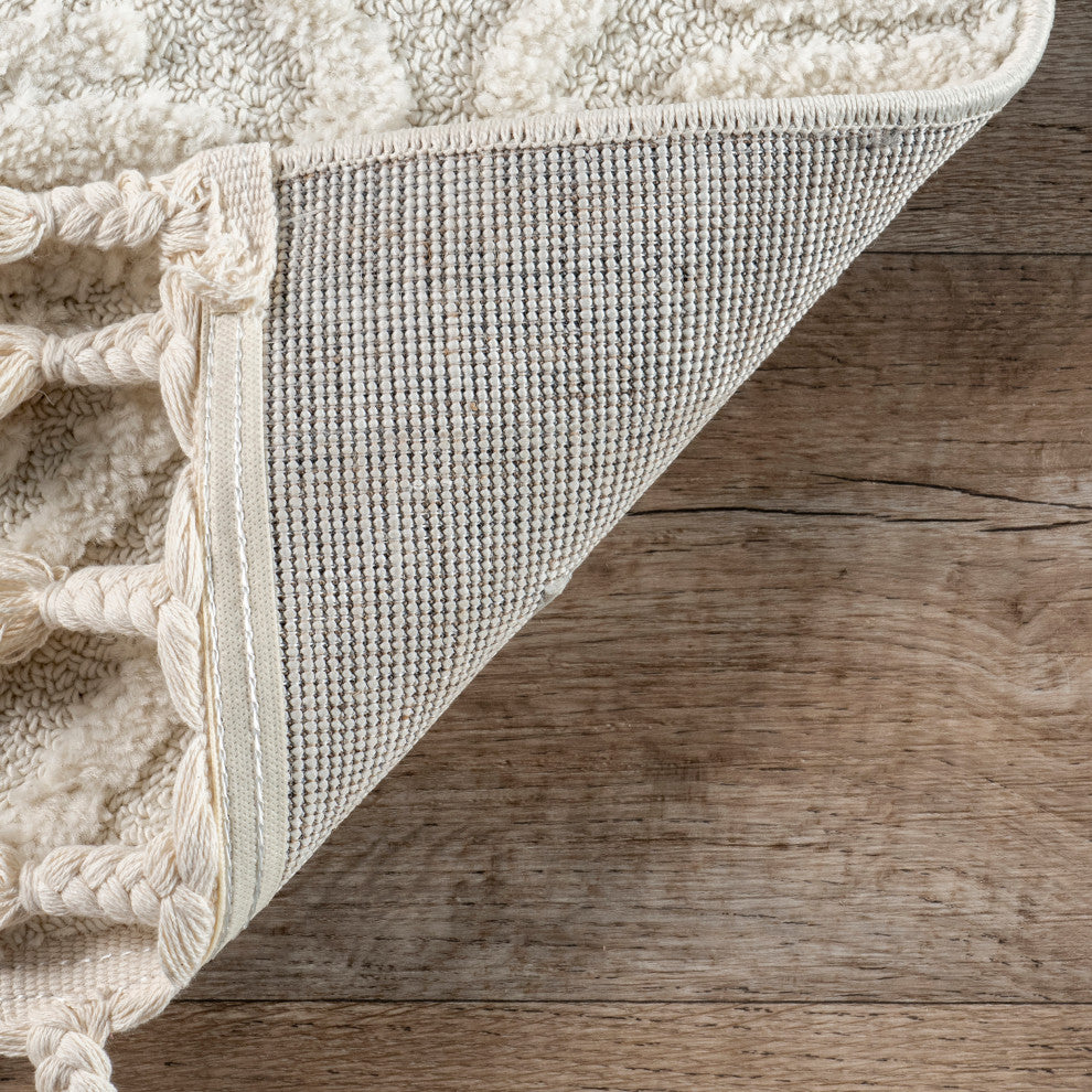 Balboa Textured Tile Area Rug, Ivory 12'x15'