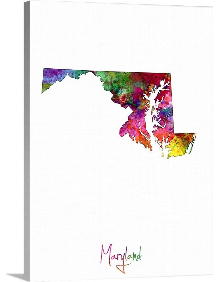 Maryland Map Wrapped Canvas Art Print, 12"x16"x1.5"