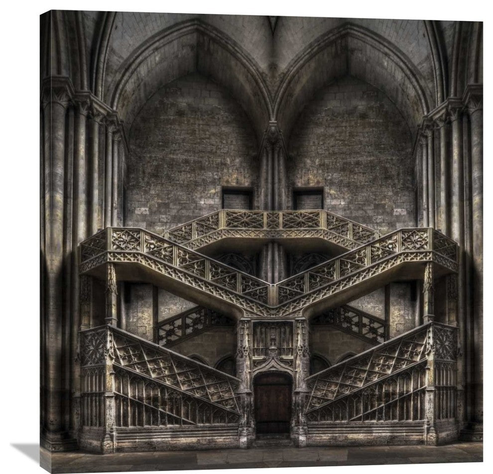 "Tribute To Escher" Stretched Canvas Giclee by Jacek Stefan, 35x36"
