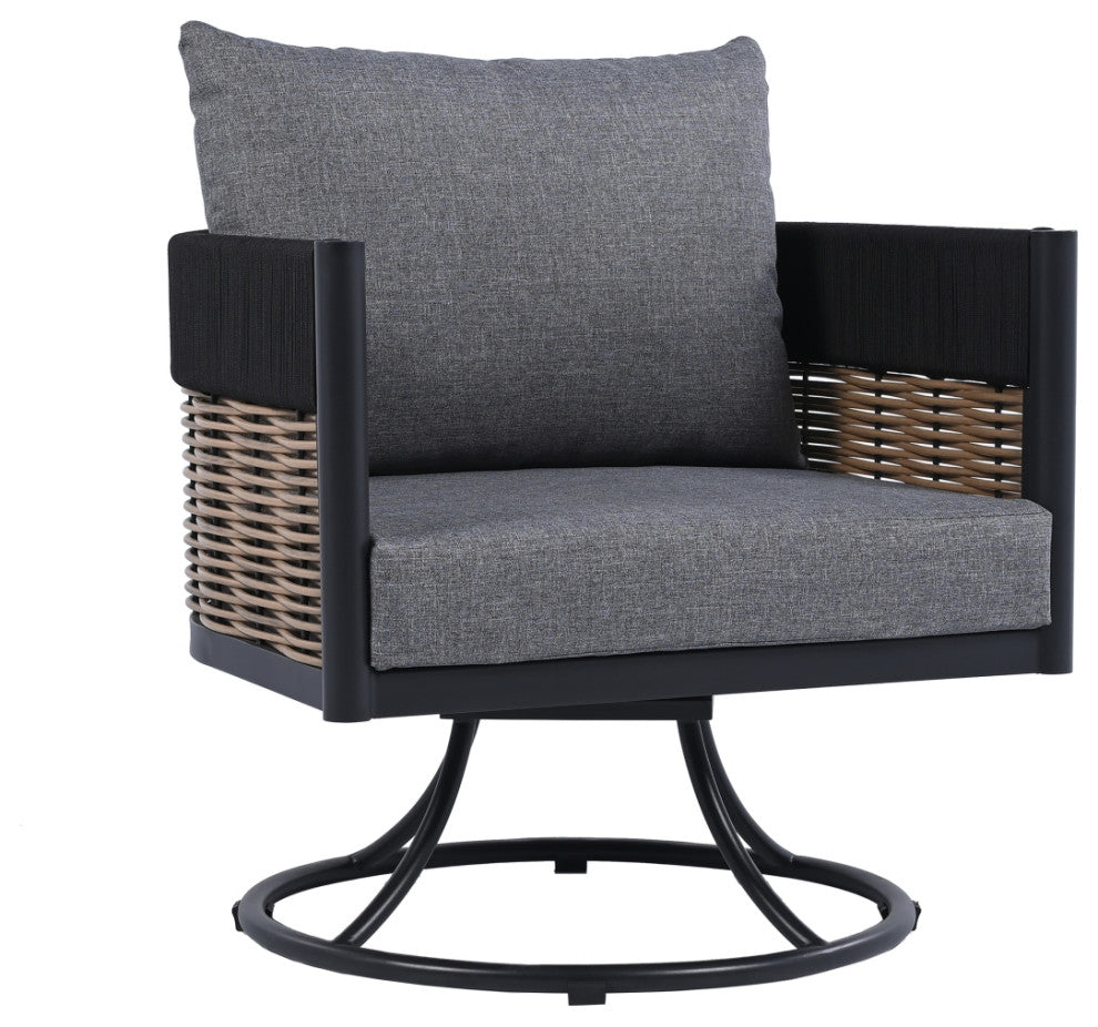 Safavieh Harrison Indoor-Outdoor Swivel Chair, Black/Grey