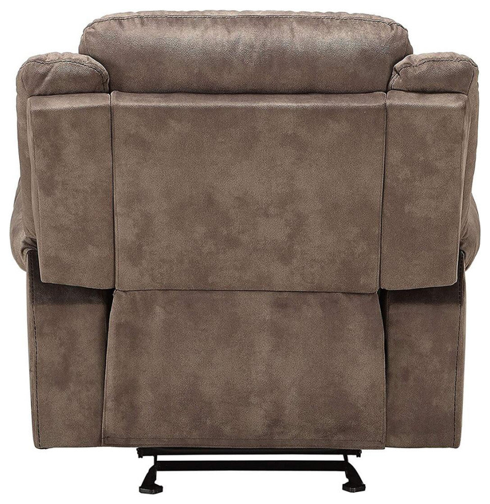 Two Tone Chocolate Velvet Upholstered Glider Recliner