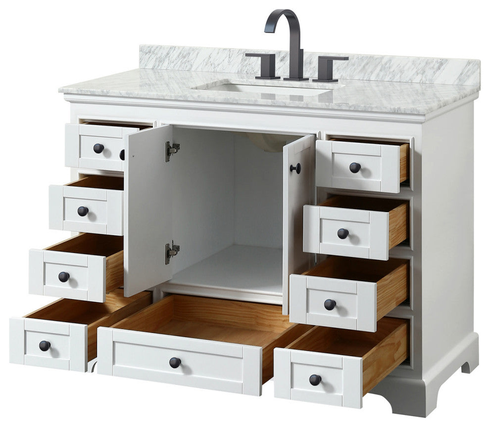 Wyndham Collection WCS202048SCMUNSMXX Deborah 48" - Dark Gray / White Carrara