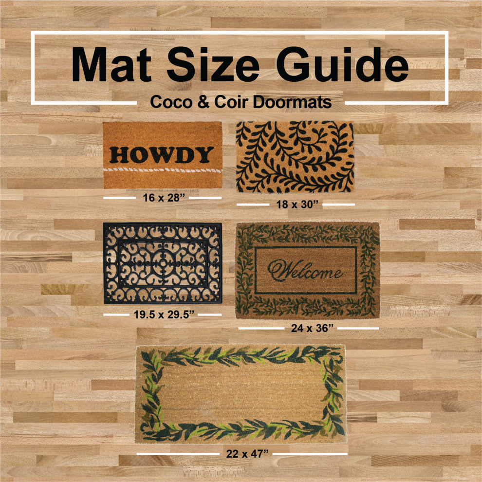 Leaves And Lattice Vinyl Back Coir Doormat 18"x30"
