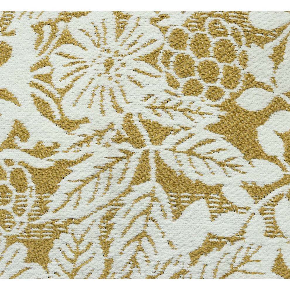 Mustard Machine Woven with Tassels Rubus Throw Pillow, 20" x 20"