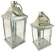 Flecked Metal and Paneled Nesting Candle Lanterns, 2-Piece Set