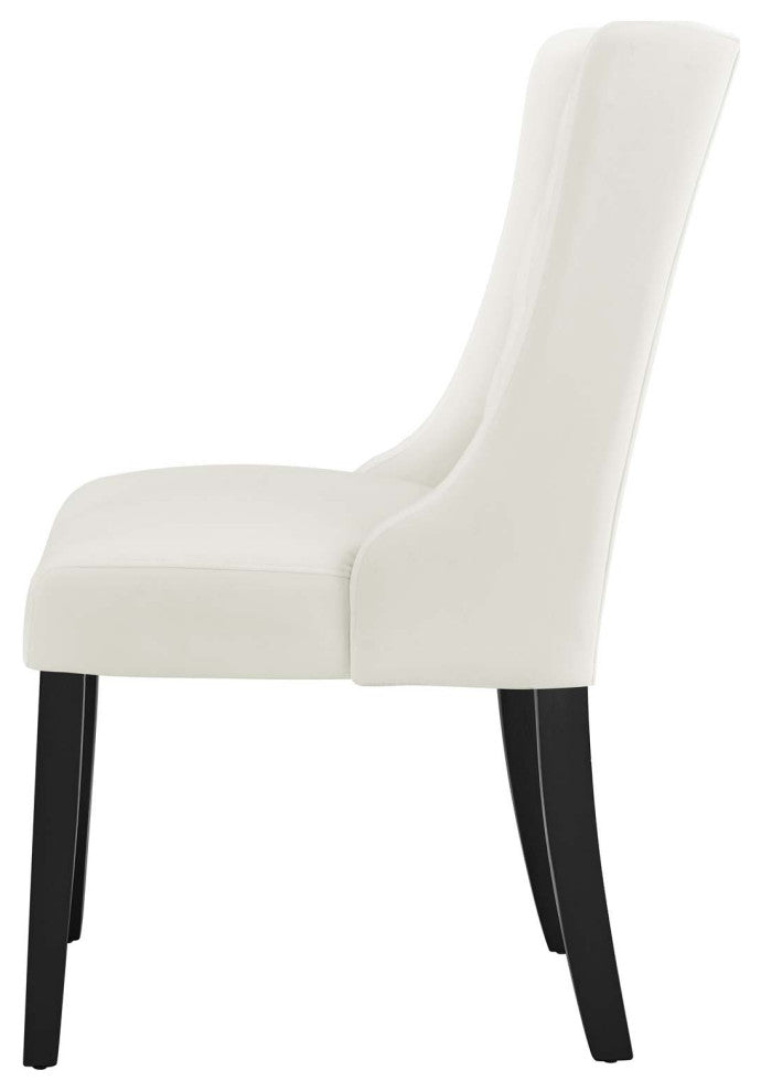 Side Dining Chair, Set of 2, White, Velvet, Modern, Cafe Bistro Hospitality