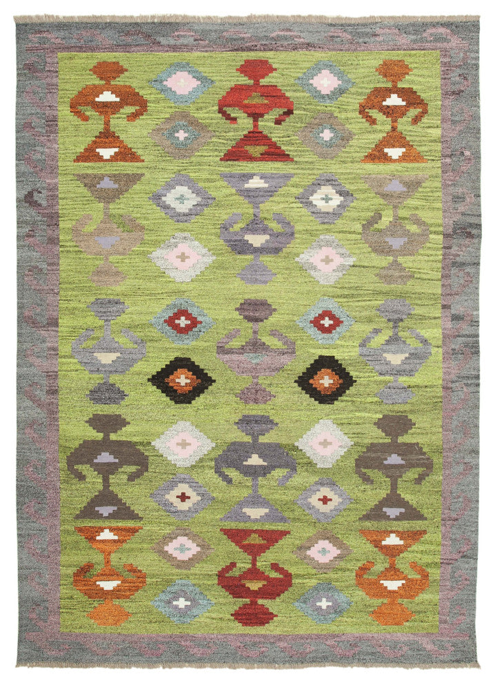 Rug N Carpet - Hand-knotted Turkish 9' 11'' x 13' 7'' Unique Wool Kilim Rug