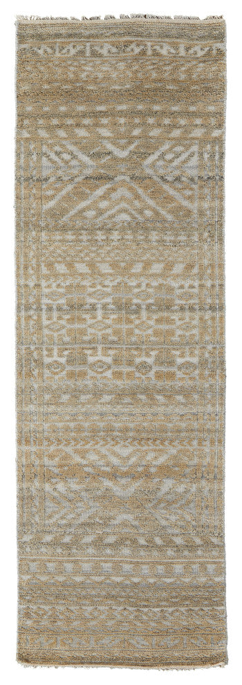Eckhart Abstract Tribal Rug, Golden Brown, 2'6"x8'