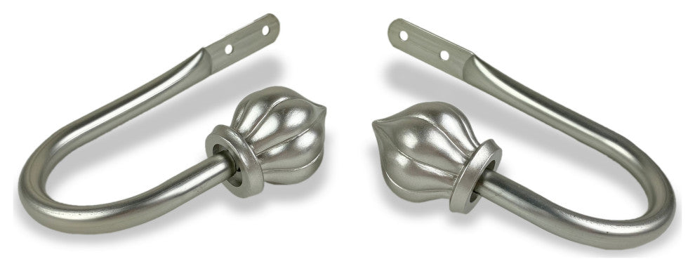 Meda Curtain Holdback Pair, Satin Nickel