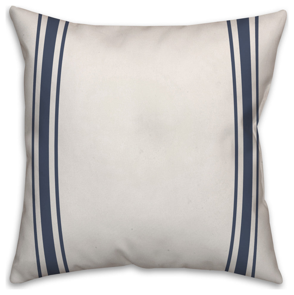 Blue Farmhouse Stripe Monogram - L 18x18 Spun Poly Pillow