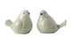 Ceramic Sitting Bird Figurine Gloss Green Finish, ASST of 2