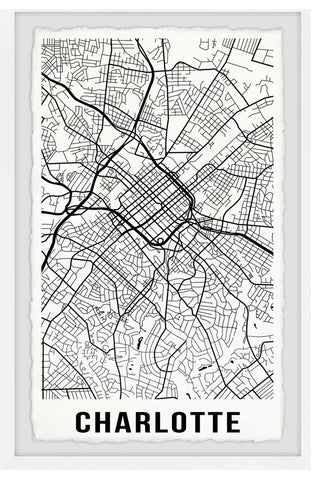 "Charlotte Map" Framed Painting Print, 12x18