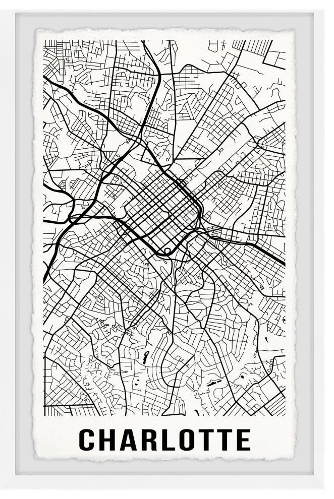"Charlotte Map" Framed Painting Print, 12x18