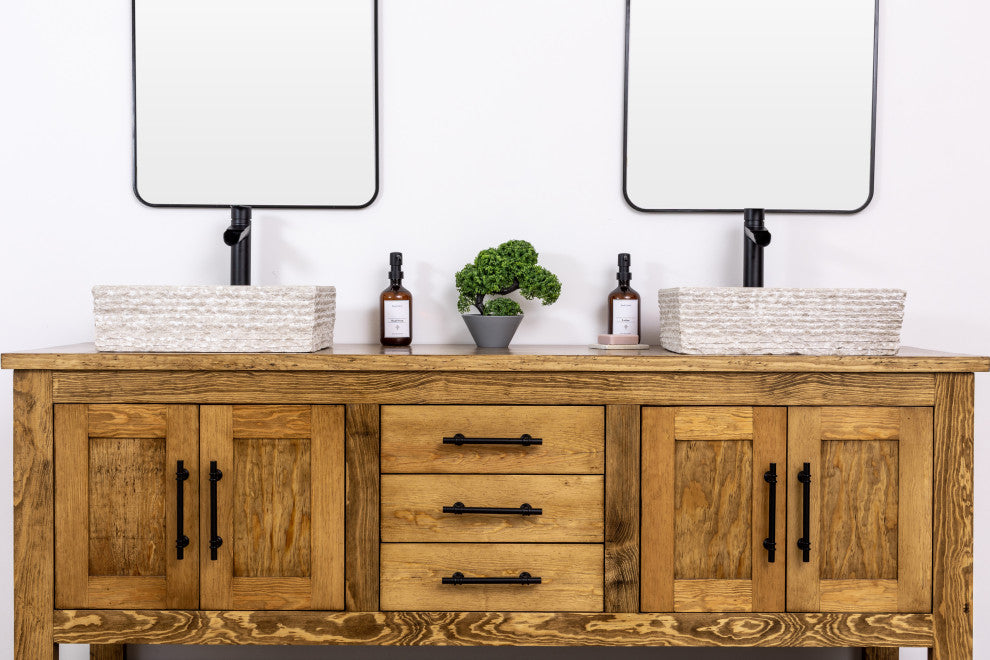 Natural Stone Vessel Bathroom Sink, Rustic Lerdo Marble