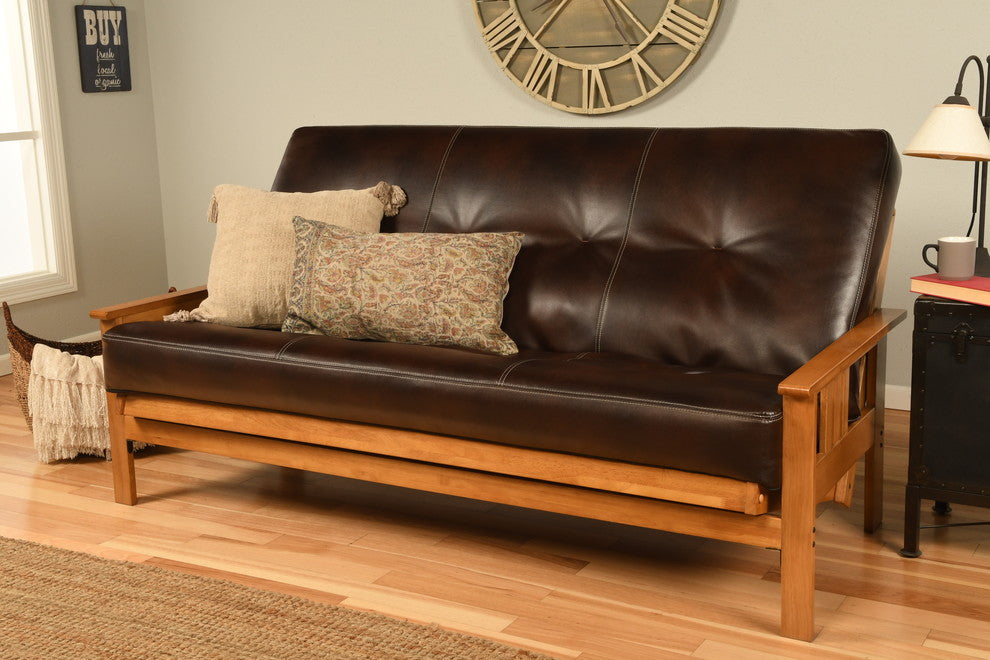 Caleb Frame Futon With Butternut Finish, Oregon Trail Java