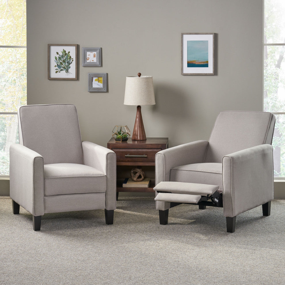 Susan Fabric Recliner, Set of 2, Wheat and Dark Brown