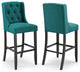 Baronet Bar Stool Upholstered Fabric Set of 2 - Teal