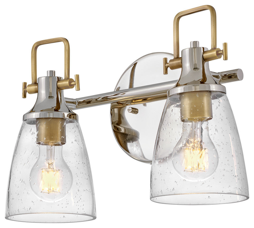 Hinkley Easton 14.5" Two Light Bath Vanity, Polished Nickel + Heritage Brass
