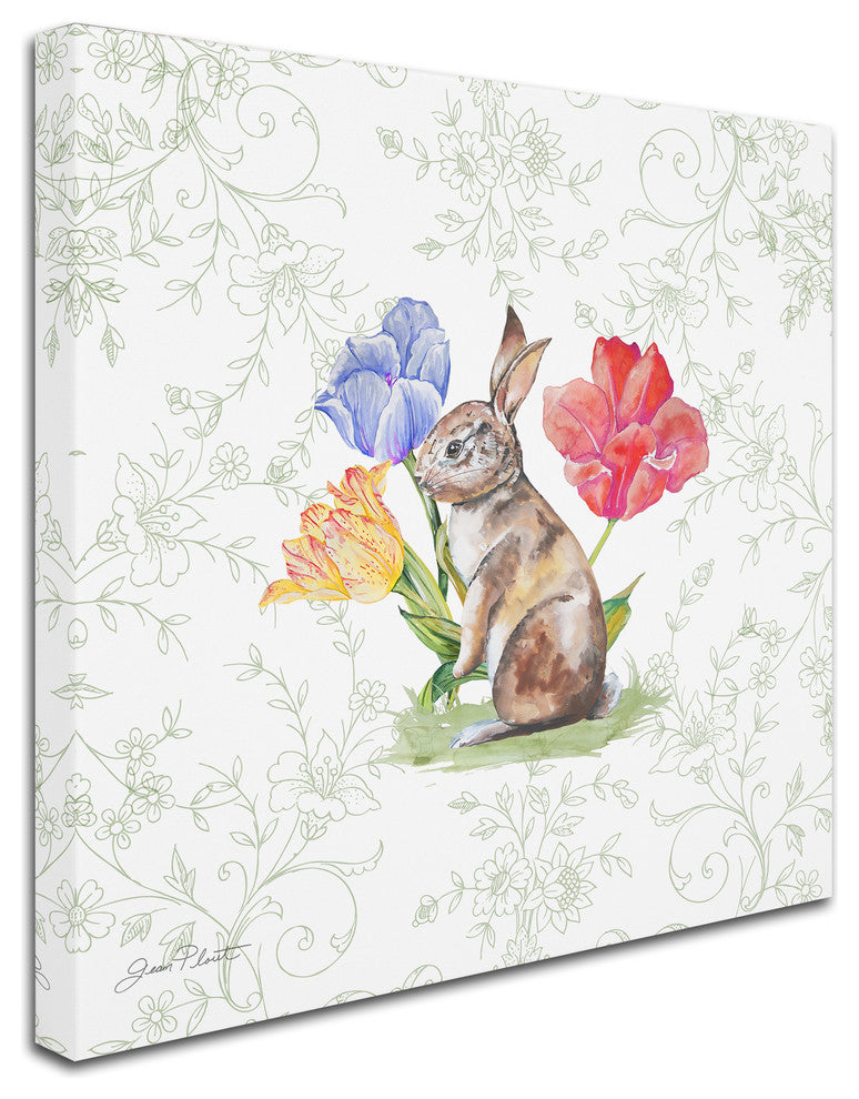Jean Plout ''Bunnies In The Tulips 3'' Canvas Art, 18x18
