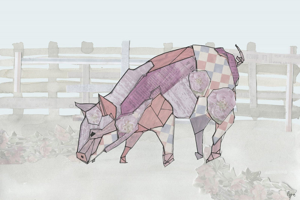 "Como Cerdo" Painting Print on Wrapped Canvas, 18"x12"