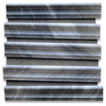 Bardiglio Gray Dark Grey Marble 2x12 Chair Rail Trim Molding Honed, 1 piece