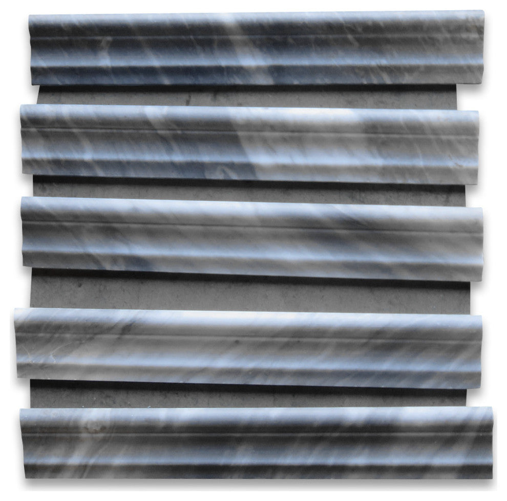 Bardiglio Gray Dark Grey Marble 2x12 Chair Rail Trim Molding Honed, 1 piece