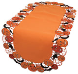 Happy Jack-O-Lanterns Embroidered Cutwork Table Runner, 16"x34"