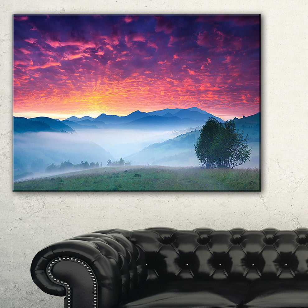 "Blood Red Sky and Green Grass" Landscape Photo Wall Art, 1 Panel, 60"x28"