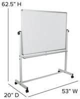 Hercules Series Double-Sided Mobile White Board Stand, 53"x62.5"