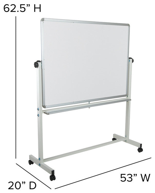 Hercules Series Double-Sided Mobile White Board Stand, 53"x62.5"