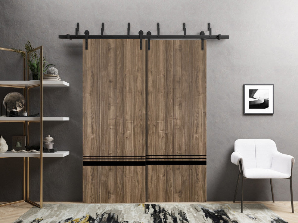 Slab Barn Door Panel 24 x 96 | Planum 0012 Walnut with  | Sturdy Finished