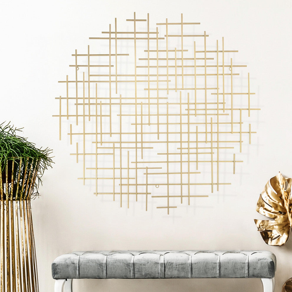 Iquara Large Gold Round Metal Wall Art