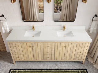 Atlanta Oak 84" Double Sink Bath Vanity, White 2" Empira Quartz