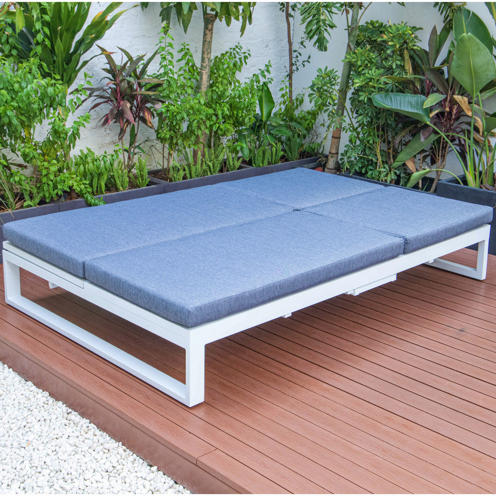 LeisureMod CLW-82BU Chelsea Convertible Lounge Reclining Double Chaise Cushions