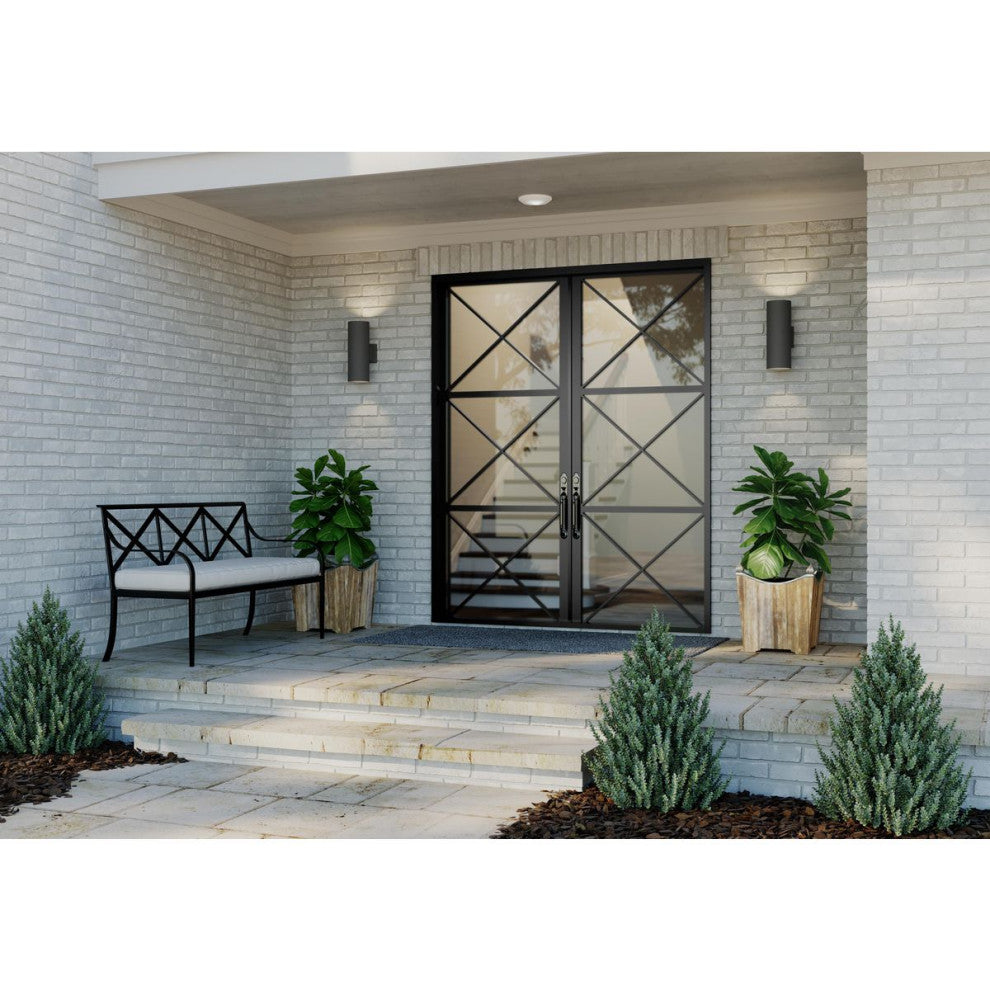 Outdoor 5" Round Cast Aluminum Cylinder Wall Lantern Black Wall Light