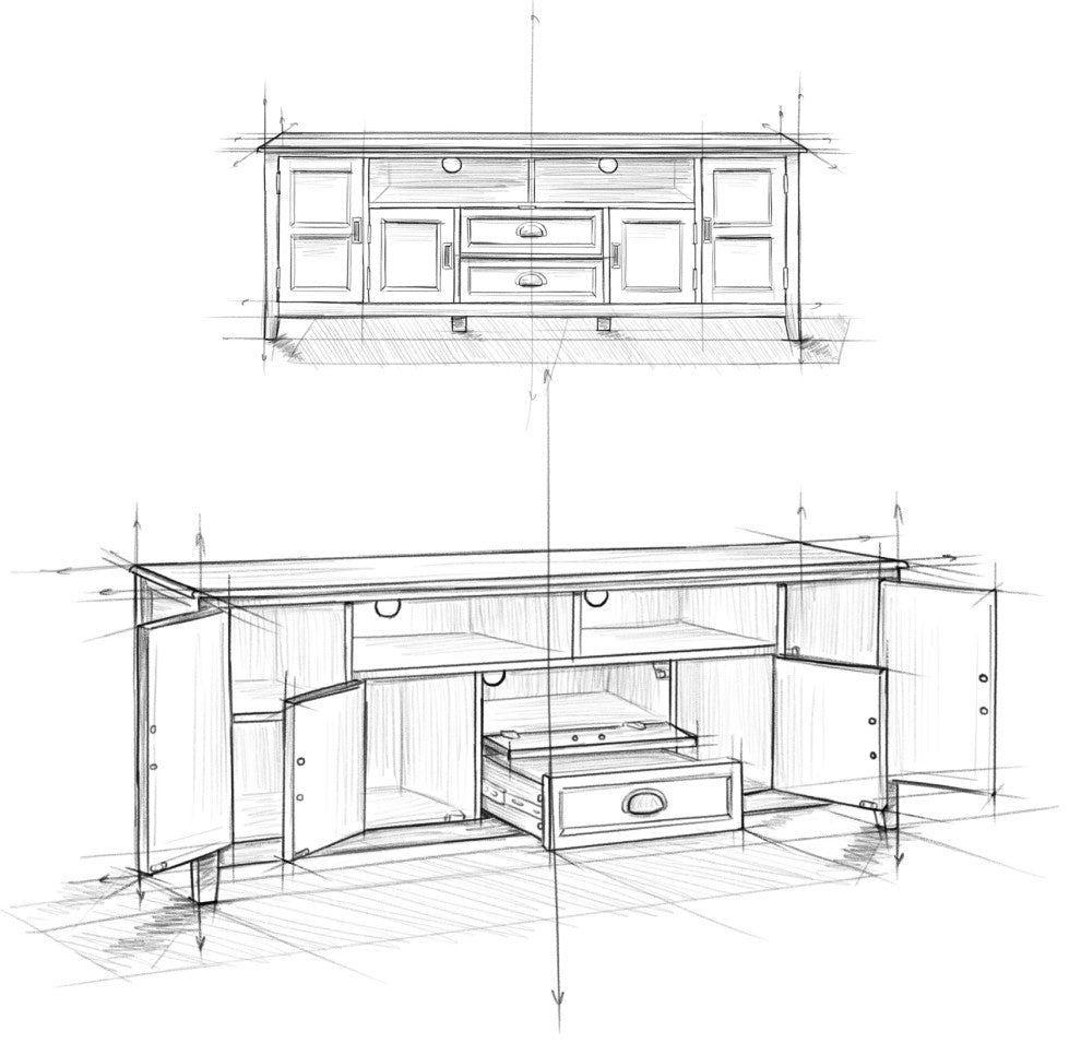 Burlington SOLID WOOD 72 inch TV Media Stand For TVs up to 80 inches, Black