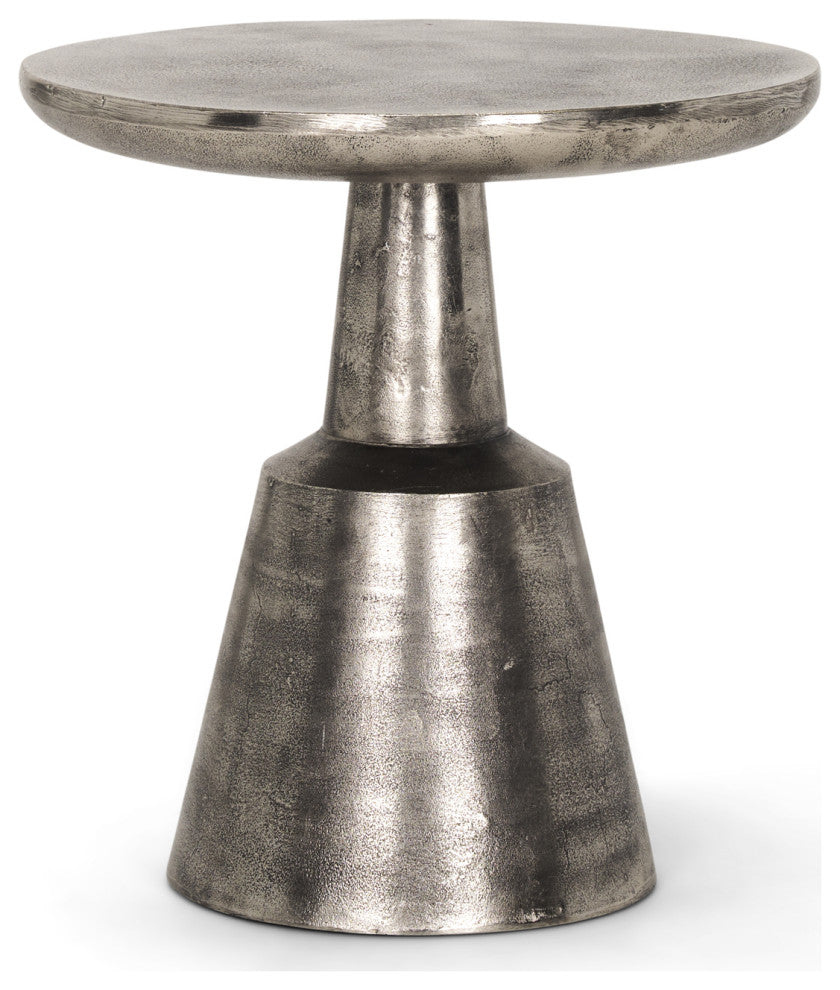 Bobbi Textured Polished Nickel Cast Aluminum Metal Accent Table