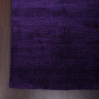Hand Knotted Loom Silk Area Rug Solid Purple
