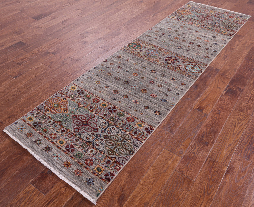 2' 9" X 9' 7" Runner Khorjin Super Kazak Hand-Knotted Rug - Q13844