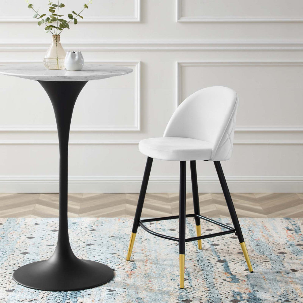 Cordial Performance Velvet Counter Stools Set of 2 White